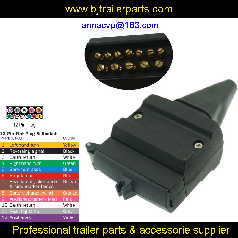 12 pin trailer plug flat trauker connector trailer plug male,trailer