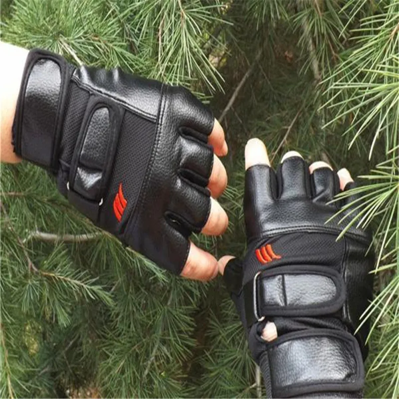 Men Gym Exercise Training Sport Fitness Sports Half Finger Leather Gloves Hand Gloves guantes eldiven handschoenen 40FE1812