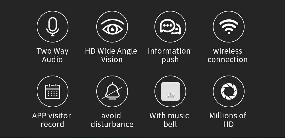 Wistino HD 720P WiFi Doorbell Camera Wireless Video Camera Night Vision Two-Way Audio Intercom Recorder Door Bell APP Remote Control  (3)
