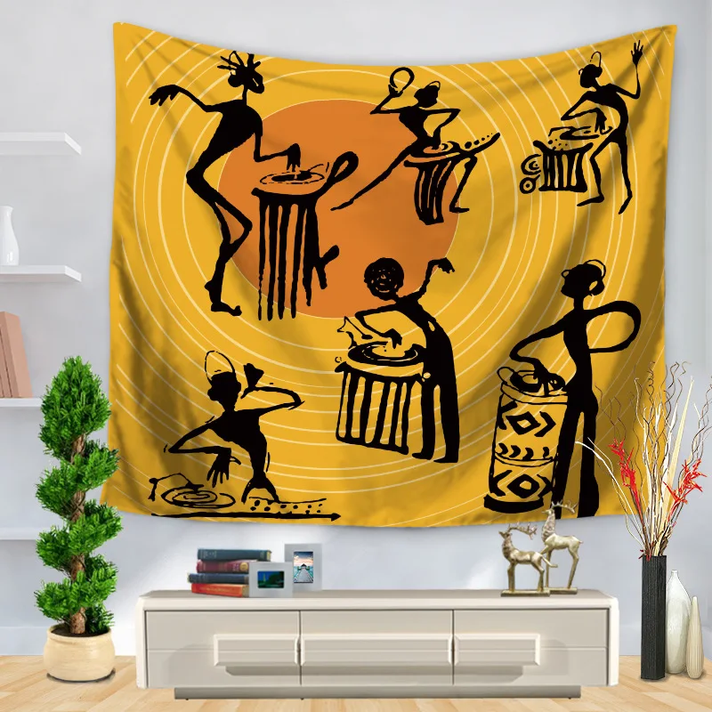 

Africa Original People Printed Tapestry Wall Hanging Home Decor Bohemian Style Yellow Table Cloth Bedspread Yoga Mat Blankets