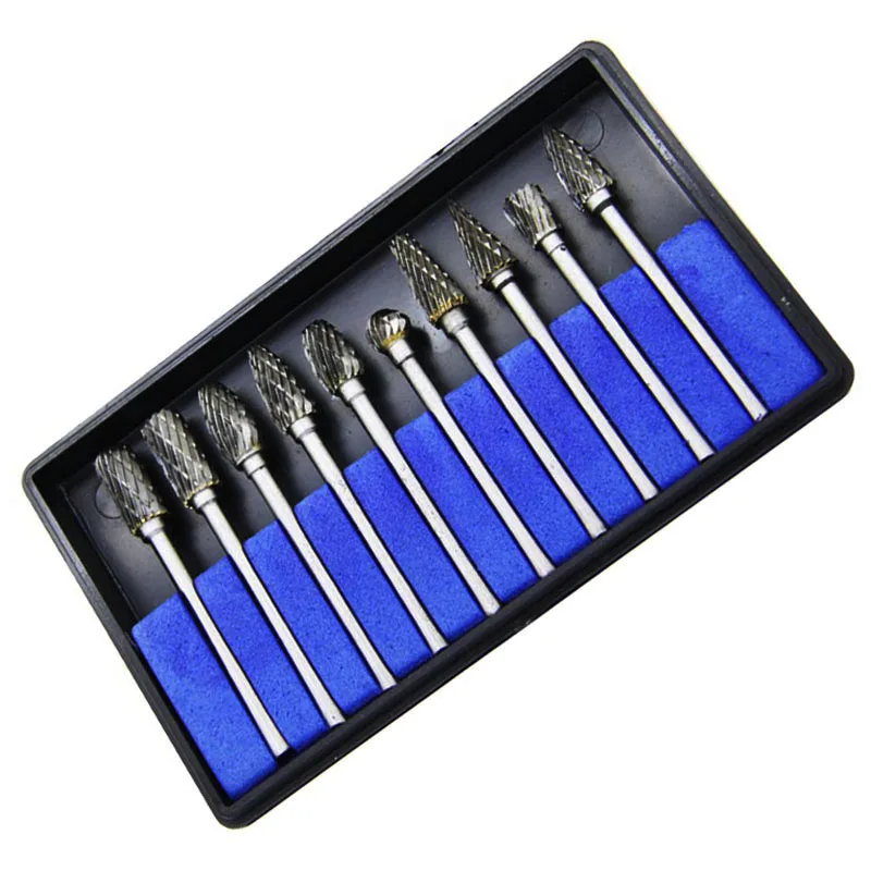 10pcs Tungsten Carbide Carving Engraving Drill Bit Set 3.2mm Shank