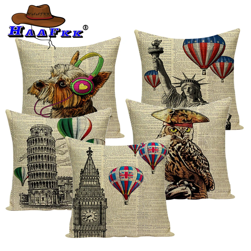

Scottish Terrier Cushion Set Animal Printed Pattern Home Art Decoration Gift Pillow Set Flax Cotton45x45cm Fashion Home textiles