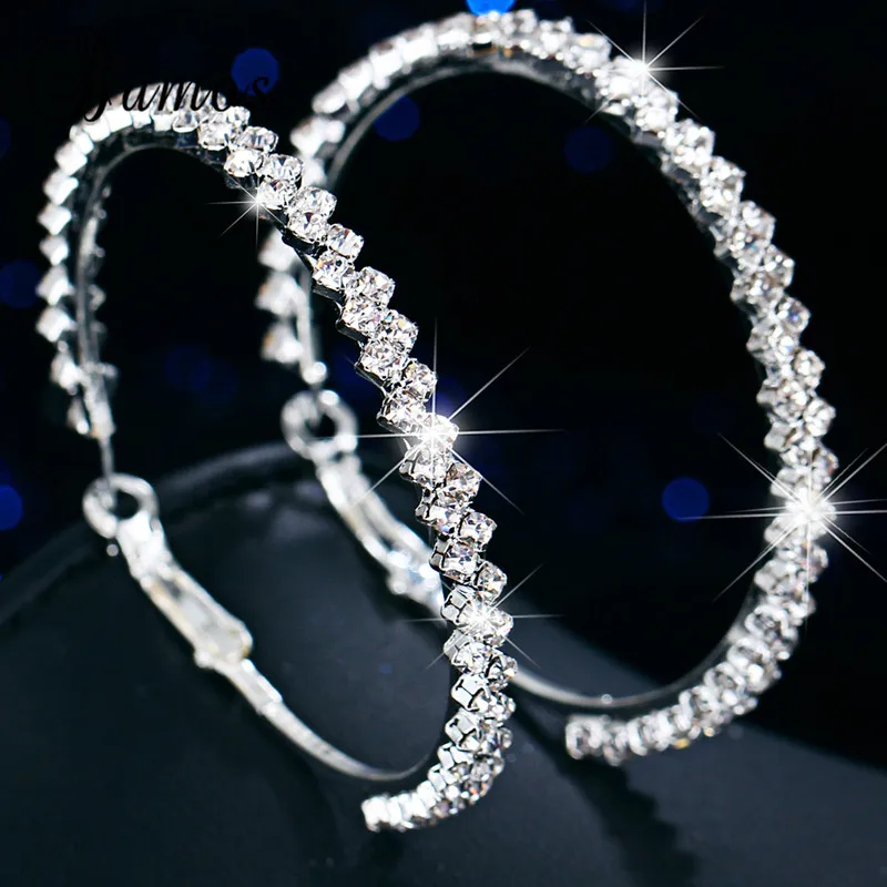 Bamos простые геометрические серьги-кольца для женщин роскошный белый горный хрусталь круг серьги Модный свадебный Кристалл ювелирные изделия