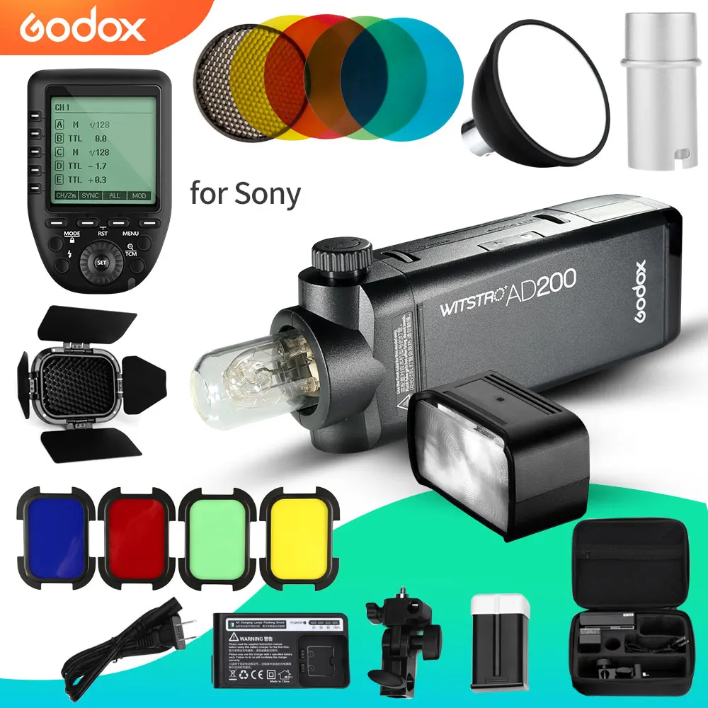 Godox AD200 Speedlite Flash Kit 200Ws 2,4G ttl карманная вспышка стробоскоп 1/8000 HSS 2900mAh литиму батарея и голая лампа, BD-07 - Цвет: AD200 XPRO-S KIt