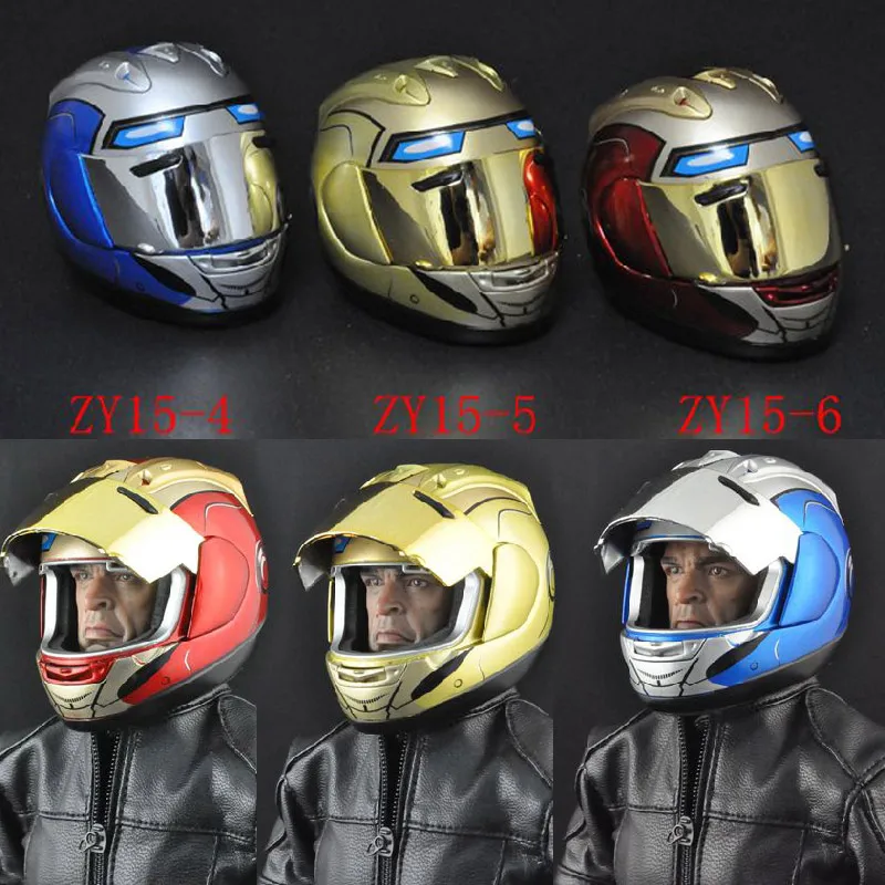 1/6 Scale accessories ZY toys Blue/Red/Yellow Motorcycle Helmet Mask Full Face Model Fit 12 Inch