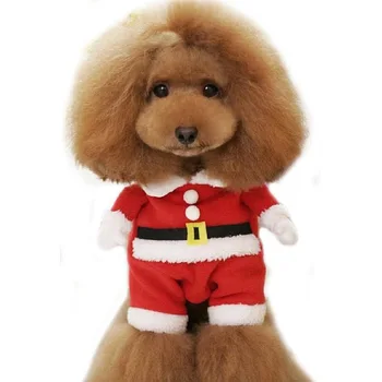 

Halloween Christmas Santa Claus Thick Classic Dog Coats & Jackets Solid Red Dog Clothes Cosplay Costume Small Dog Clothing