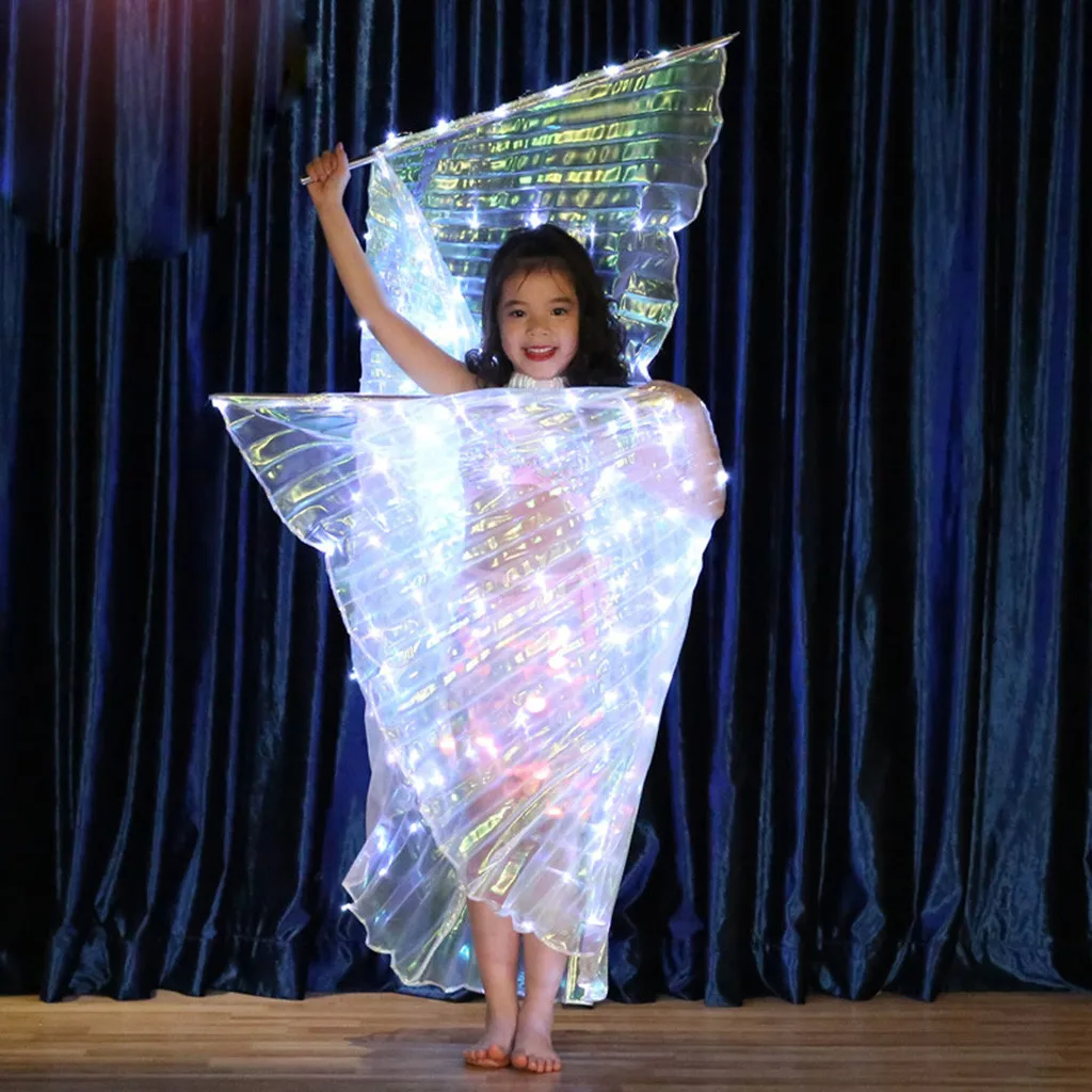 Детский светодиодный костюм для танца живота с крыльями бабочки, светящаяся одежда для выступлений, танцевальный костюм