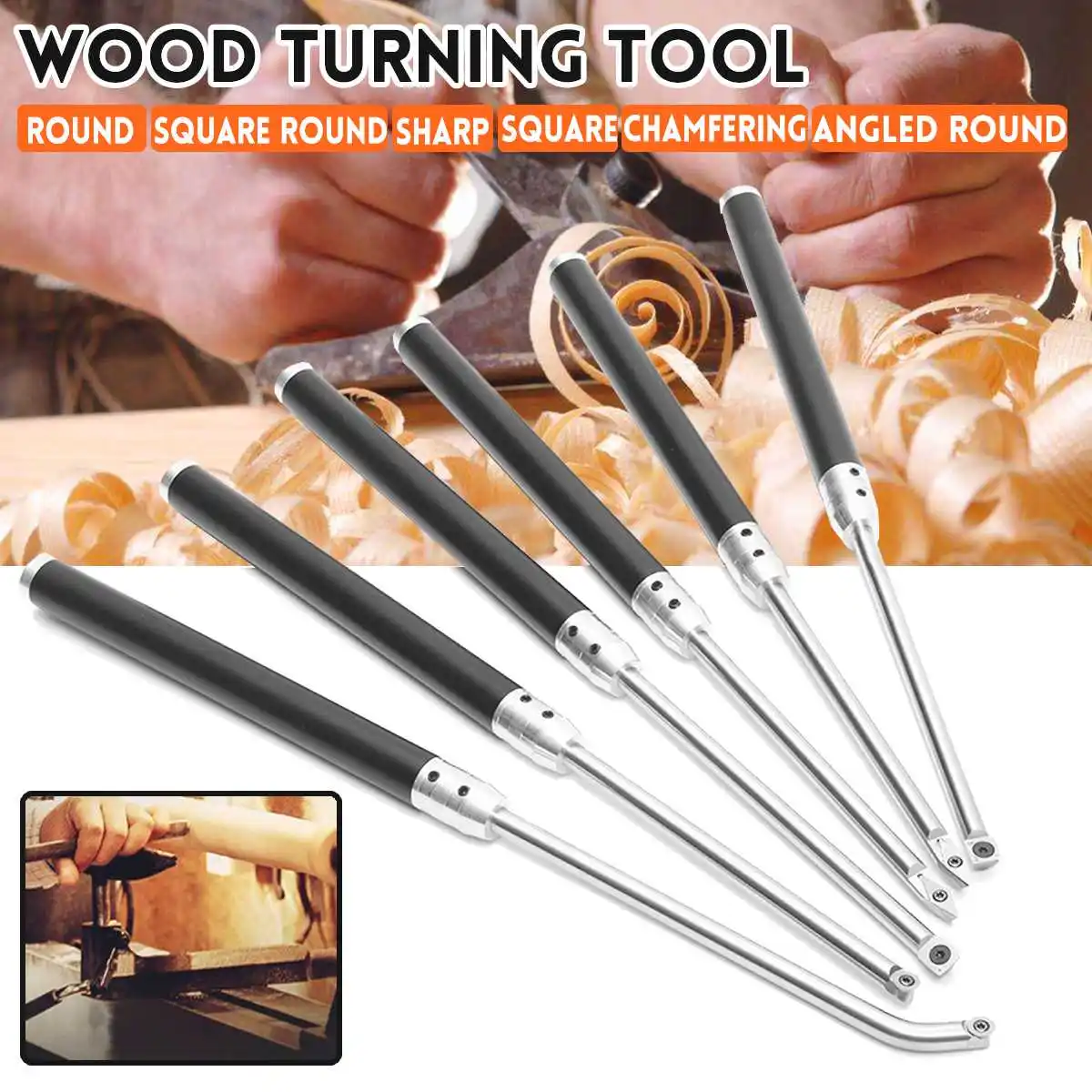 

Wood Turning Tool with Aluminum Alloy Handle and Carbide Insert Cutter Round Shank Woodworking Tool New Arrival
