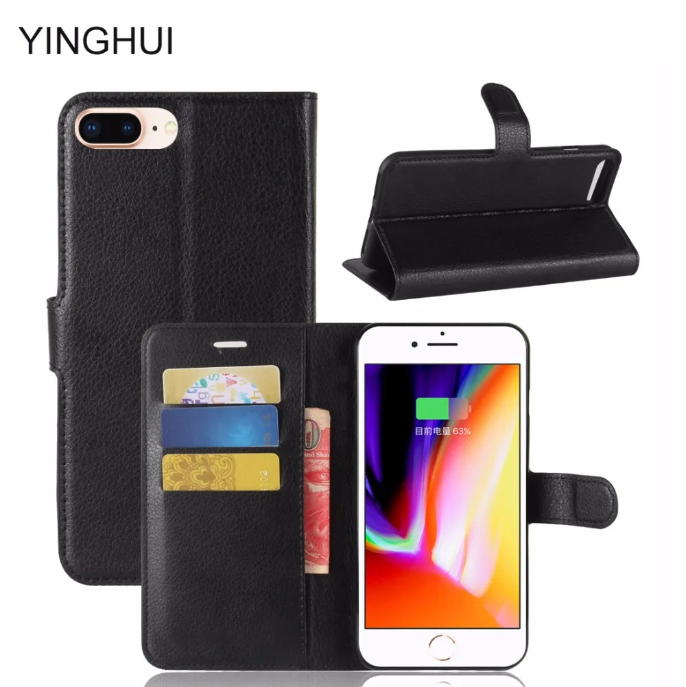 

YINGHUI For iphone 8 plus 8plus Case Luxury Wallet PU Leather Flip Case Protective Cover for iphone8 plus Phone Case With Stand