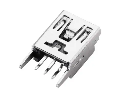 10 шт. мини-USB Тип B Женский 5-контактный DIP 2-контактный вертикальный держатель |