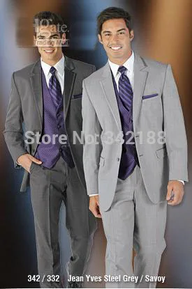 New Two Buttons Groom Tuxedos Notch Lapel Groomsmen Men Wedding Suits(Jacket+Pants+Tie+Vest)/Men Wedding Suits