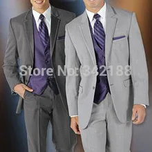 Новые смокинги для жениха с двумя кнопками, мужские свадебные костюмы с отворотом(пиджак+ брюки+ галстук+ жилет)/мужские свадебные костюмы