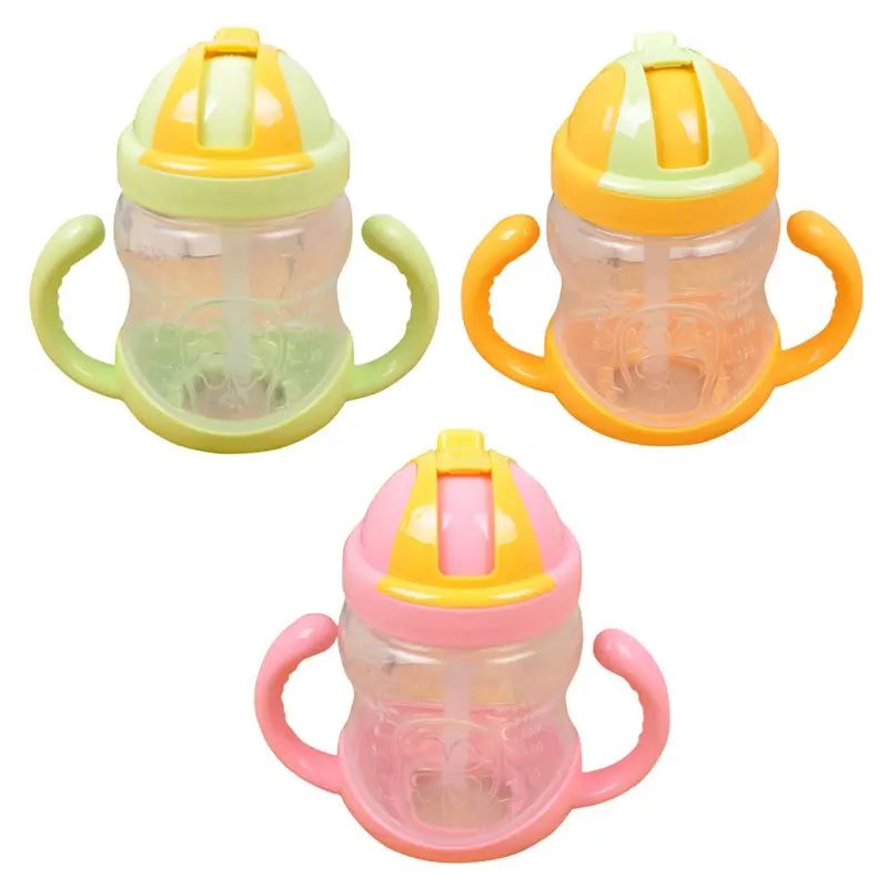 Baby Feeding Bottle Cute Girl Boy Mini Cup With Handles Baby Straw Cup