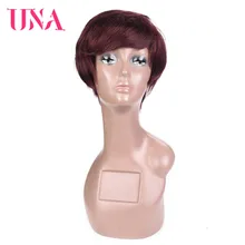 Pelucas rectas cortas para mujer, cabello indio no Remy, pelucas de cabello humano corto de 120% de densidad, LDH6378