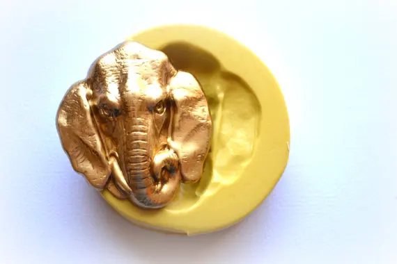 

WD0005F African Elephant Head Safari Silicone Rubber Flexible Food Safe Mold Mould for resin clay fondant cake decor candy mould