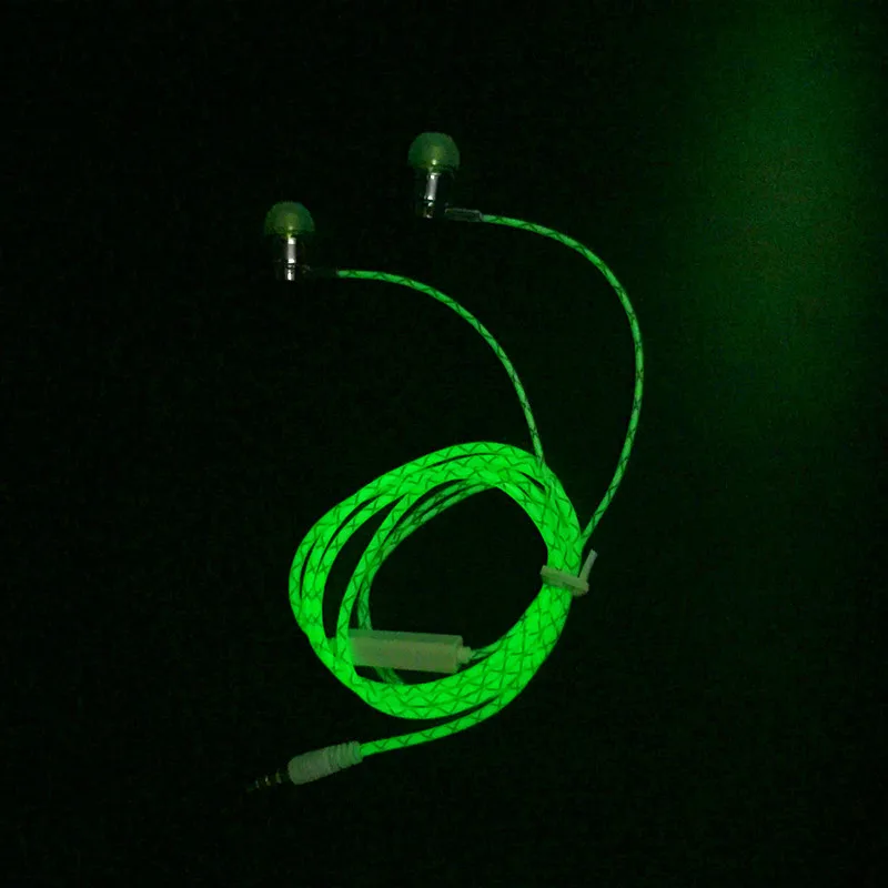 

New Luminous Earphone Glow Earphone Stereo Headset Ecouteur Music Neon Earphones Glow In The Dark for iPhone Samsung Xiaomi MP3