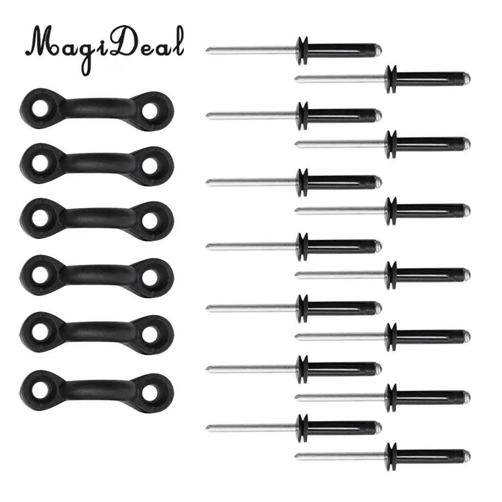 

MagiDeal Kayak Canoe Marine Boat 6Pcs Nylon Deck LoopTie Down Pad Eyes & 12Pcs Tri-Fold Aluminum Rivet Fishing Rigging Accessory