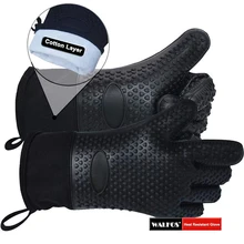 WALFOS, длинные силиконовые кухонные перчатки-перчатки для барбекю, перчатки для гриля, термостойкие перчатки для приготовления пищи, рукавицы для микроволновой печи, перчатки