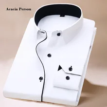 Новинка, мужская рубашка с длинным рукавом в белую полоску, саржевая рубашка, брендовая одежда, повседневная мужская одежда, рубашки Camisa Masculina Chemise Homme