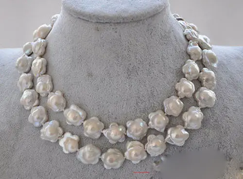 

30" 18mm plum blossom white KESHI REBORN PEARL NECKLACE NEW