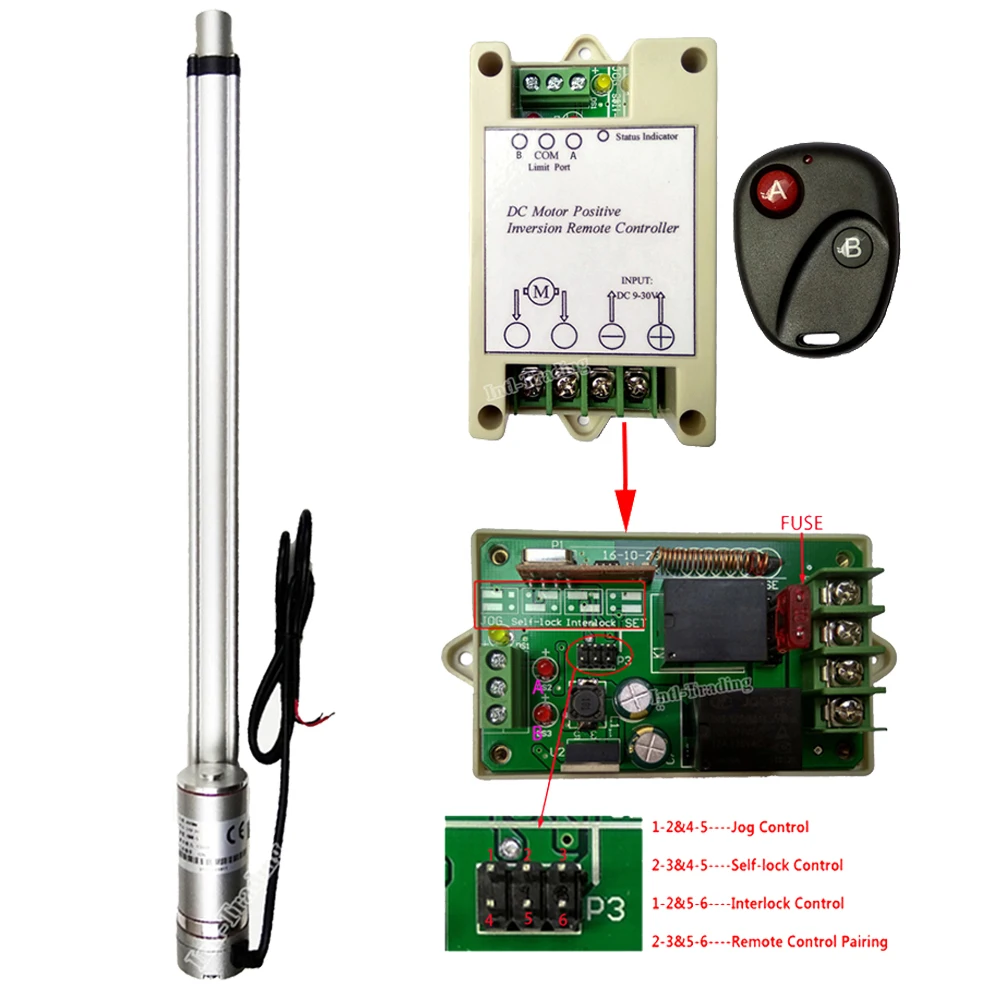 Wireless DC Motor Linear Actuator Controller 12V Forward Reverse Control Kits