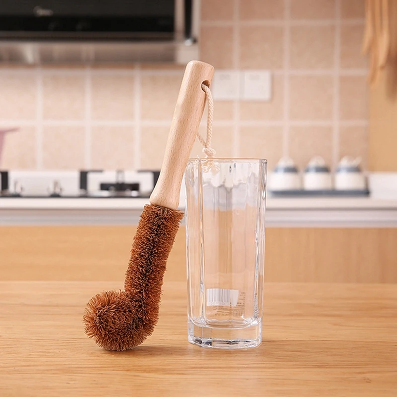 

Coconut Palm Cup Brush Child Bottle Cleaning Brush Kitchen Pot Dish Brush for Household Kitchen Supplies Cleaning Tool