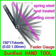 

BESTIR taiwan made whole heat treated spring steel chroming Metric Feeler Gauge Blades 150*17sheet(0.02-1.00mm) NO.07524