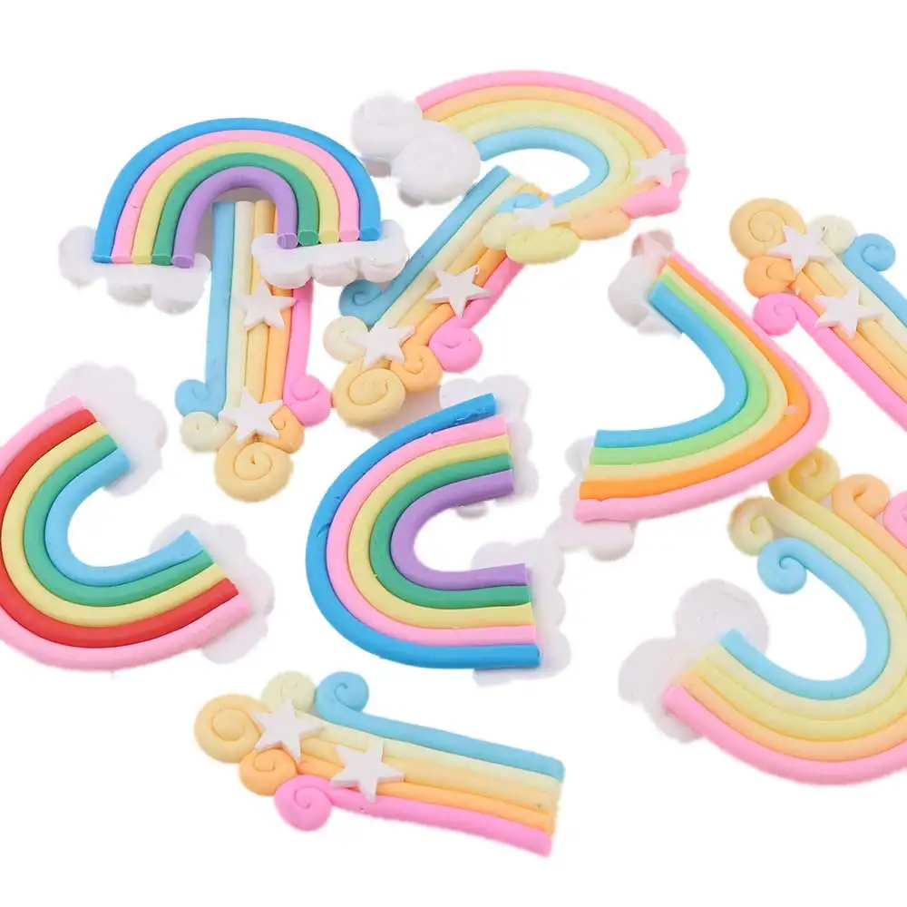 

10pieces Fimo Cute Polymer Clay Rainbow Clay Rainbow Miniatures Party Decoration Supplies Flatback Cabochon Craft Finding