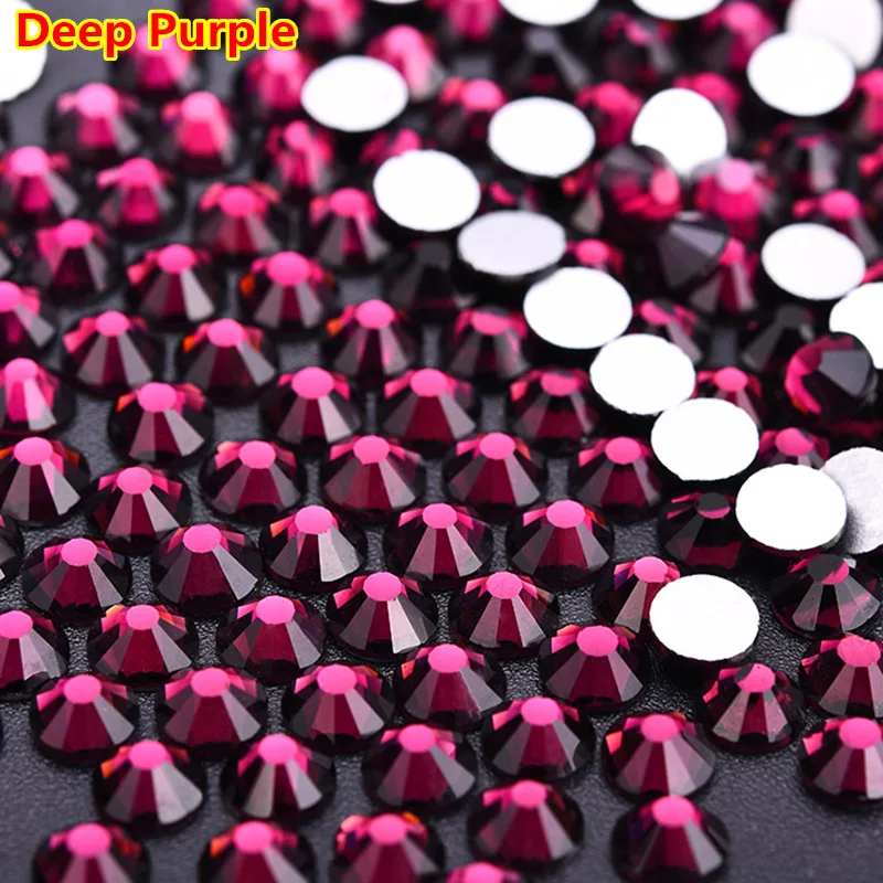 

Deep Purple Rhinestones Flatback ss3-ss34 Nail Art Decorations Amethyst Color Non Hot Fix Glue on crystals nailart jewelry