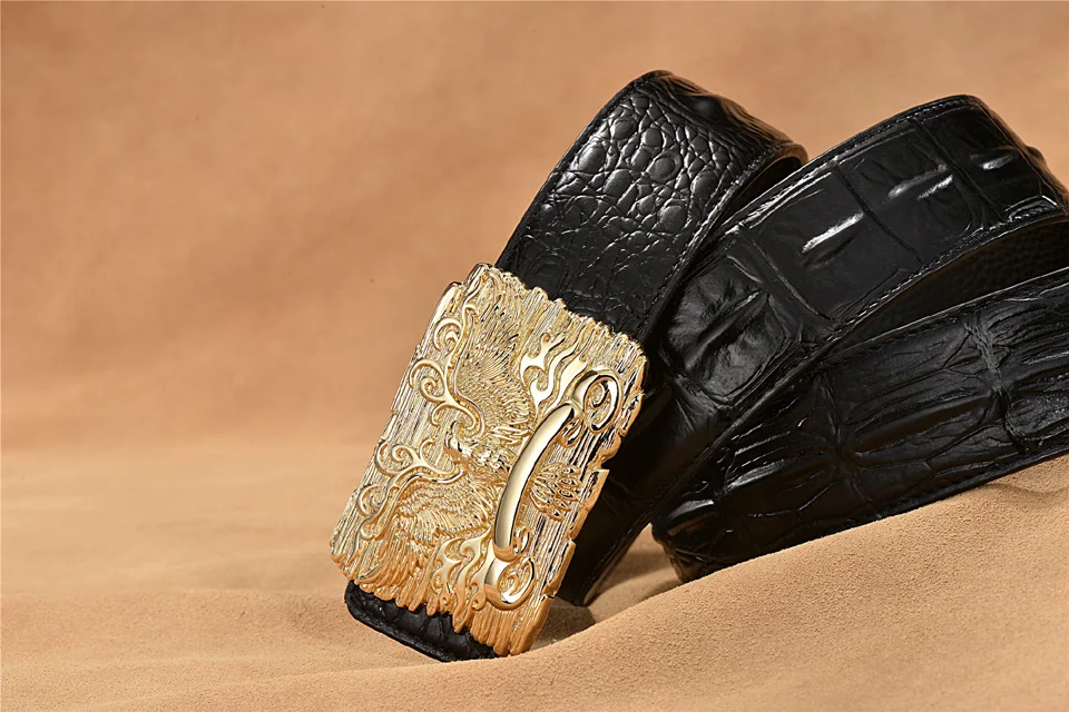 Дизайнерские мужские ремни от известного бренда, мужской ремень из натуральной кожи с крокодиловым ремешком, серебристый, золотой, Ceinture Homme