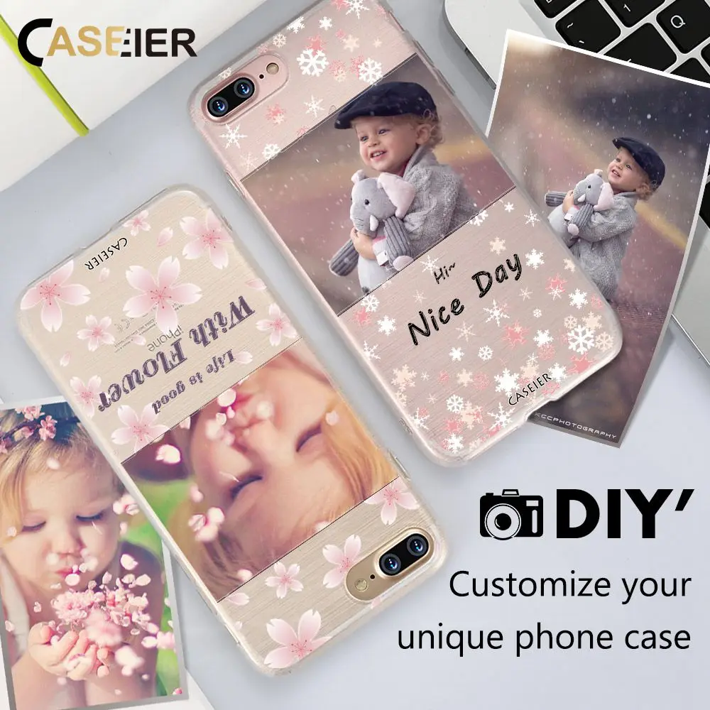 CASEIER Phone Case For iPhone X 7 6 6s Plus Soft TPU Accessories For iPhone X 5s 5 4s 6s 7 8 Cases Customized Design Photo Cover