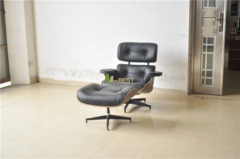 black real leather eames lounge chair  (2)