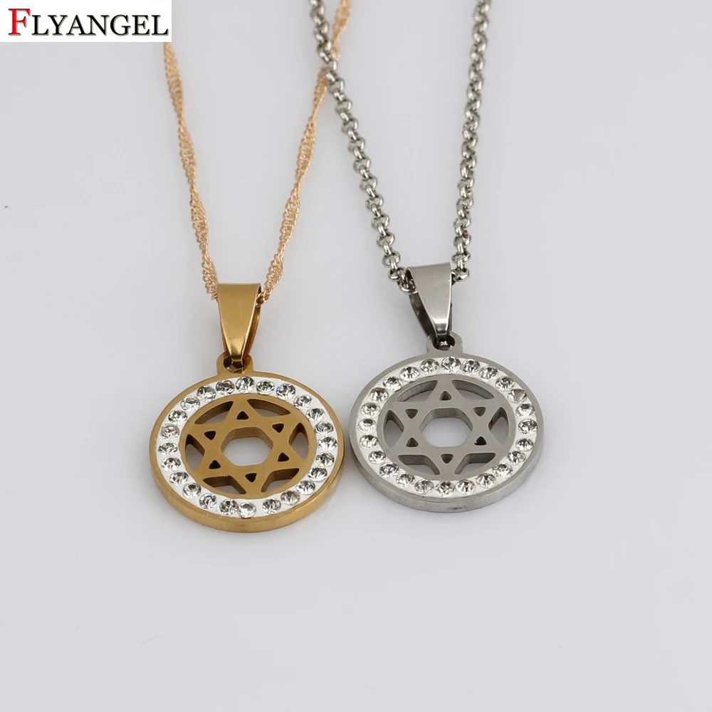 

Supernatural Pentacle Pentagram Pendant Men Women Necklace Crystal Star Amulet CZ Necklace Leather Rope/ Stainless Steel Chain