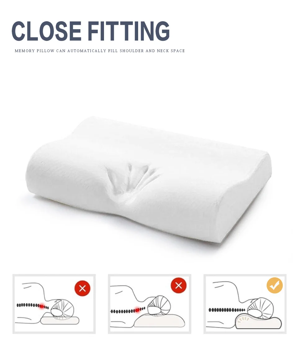 Contoured Cervical Orthopedic Pillow For Neck Pillow Memory Foam Pillow Latex Case Soft Slow Rebound Memory Foam Cervical Pillow (2)