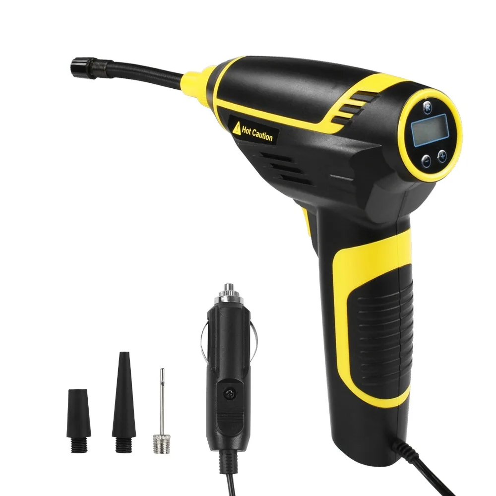 

12V Portable Air Compressor Pump Wired Digital Tire Inflator Handy Protable Cigarette Lighter Plug for Car Motorcycle Bike