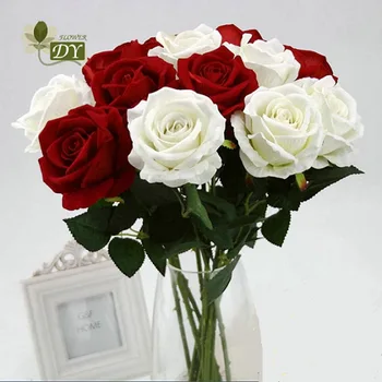 

10PCS/ rose wedding supplies high-end simulation of plant flowers Home Furnishing decorative handicrafts wholesale Rose Velvet