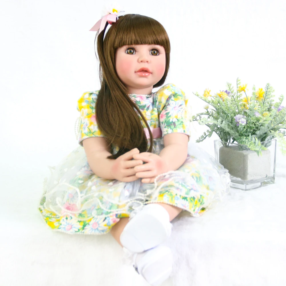 

large size New Reborn Baby Doll Silicone Vinyl Real Touch soft Newborn 61cm princess bebe reborn girl toys bonecas Limited sale
