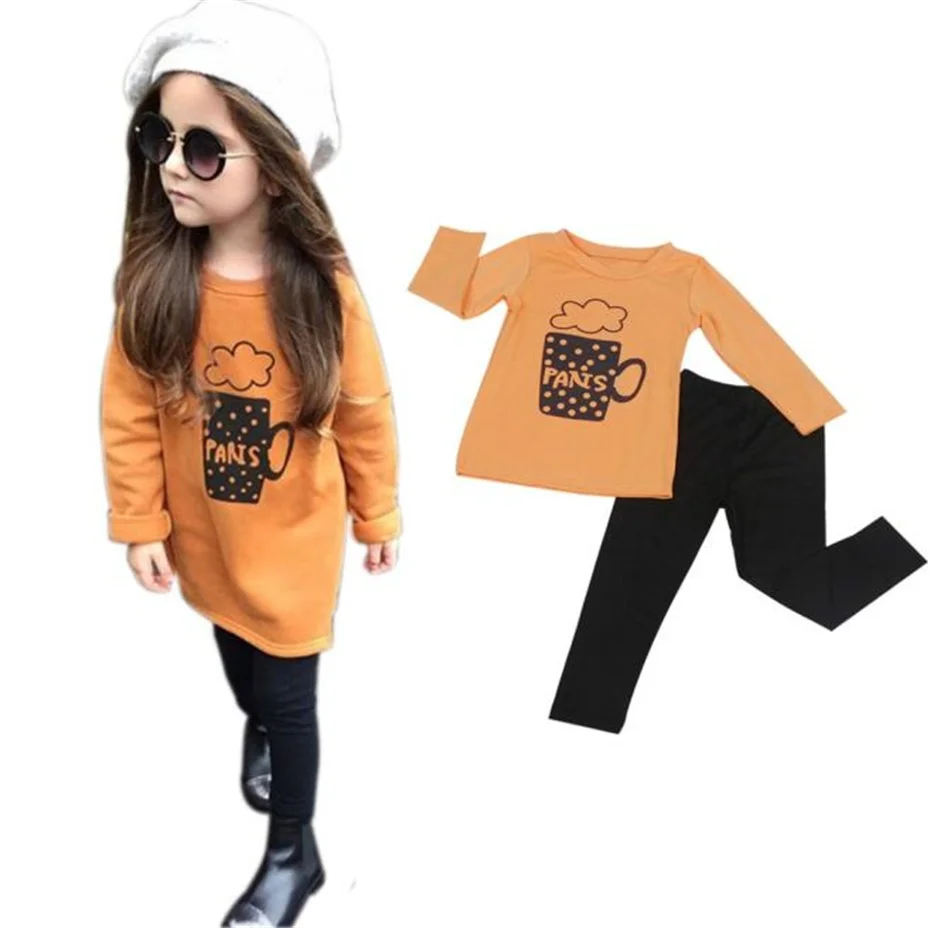 

New teenage girls clothing Printing Long Sleeve Shirt Tops+Long Pants clothing set girl winter girls boutique clothing