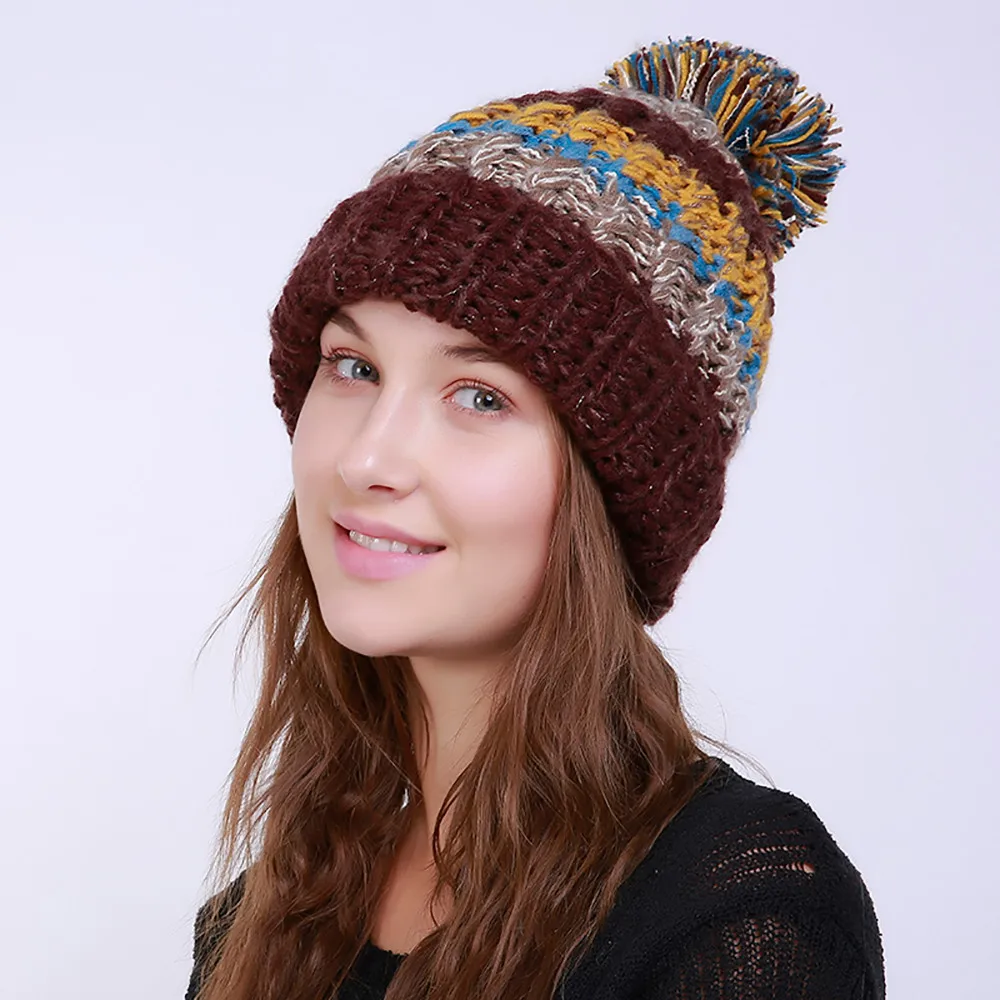 New Women Autumn Winter Warm Caps Casual Crochet Winter Wool Knitted