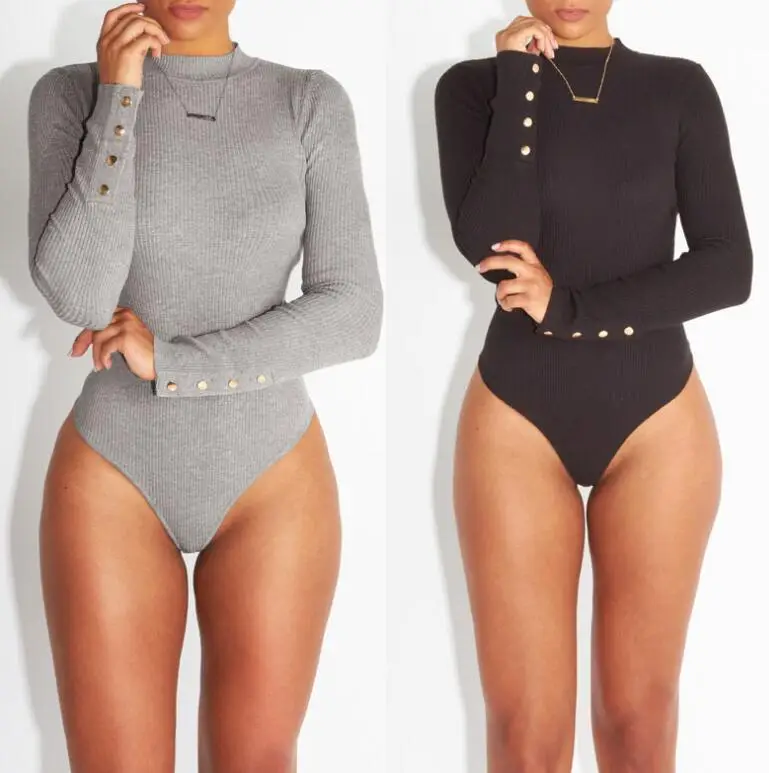 New Ladies Good Quality Elastic Long Sleeve Skinny Casual leotard