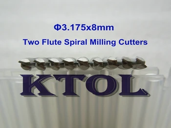 

3.175x8mm 2 Flute Spiral CNC Tool Bits Engraving Milling Cutters,10pcs Solid Carbide Router Wood Bit Set on End Milling Cutting