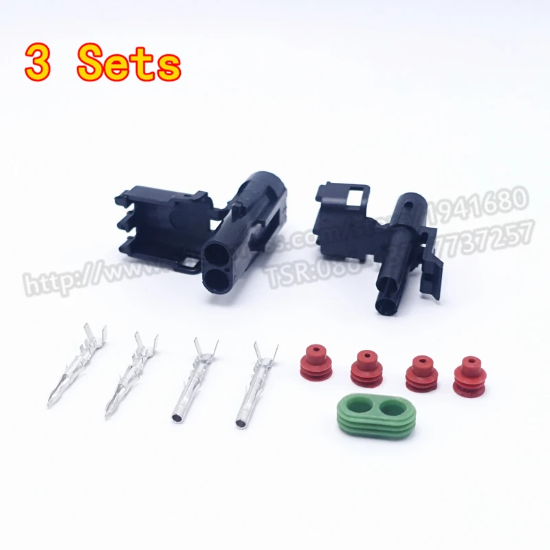 

3 Sets Two Pins Way Electrical Wire Connector Plugs Delphi 2.5 Series New Car Part