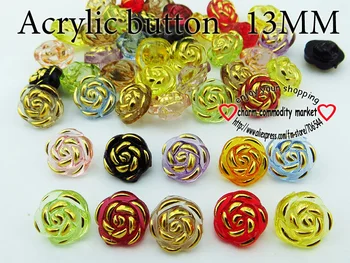 

50PCS 13MM ROSE ACRYLIC Dyed Plastic buttons coat sewing clothes accessories garment flower button decoration A-016-1