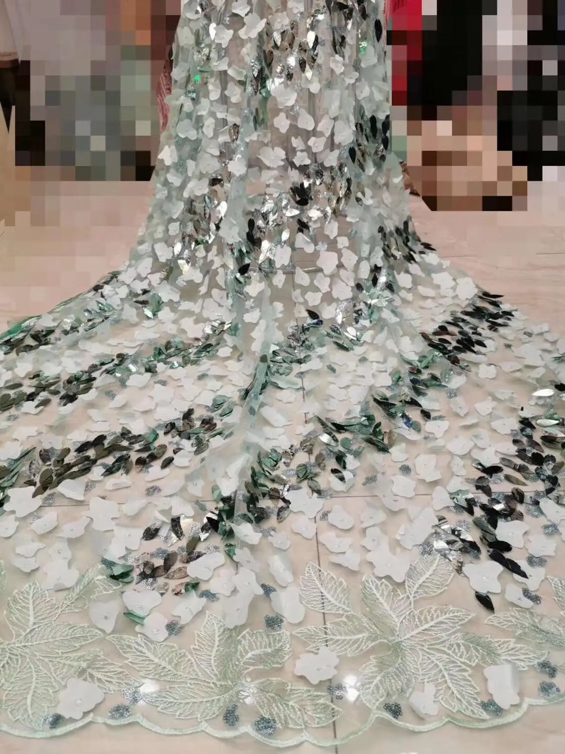 

2019 высококачественный Тюль Дубай, французское нигерийское кружево, 3D Цветочная аппликация для платья, блестки, кружевная ткань, французские кружева, ткань