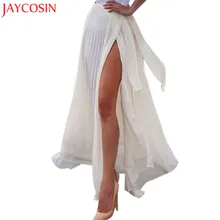 JAYCOSIN Женская Повседневная шифоновая юбка в стиле бохо с высокой талией парео для пляжа макси Сплит юбка летняя длинная юбка Sep630 Прямая