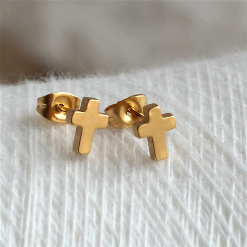 

Titanium 316L Stainless Steel Gold-color IP Planting Stud Earrings 8mm No Fade Allergy Free Fashion Jewelry