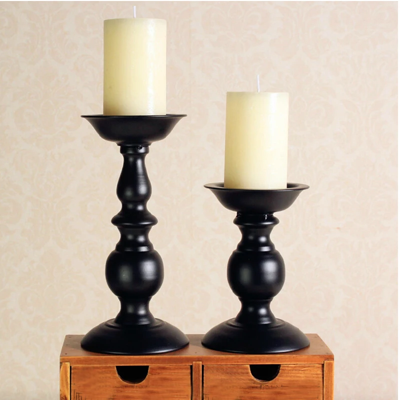 

Candle Holder European Style Decoration Vintage Home Romantic Gift Candlelight Dinner Table Wedding Black Candlestick
