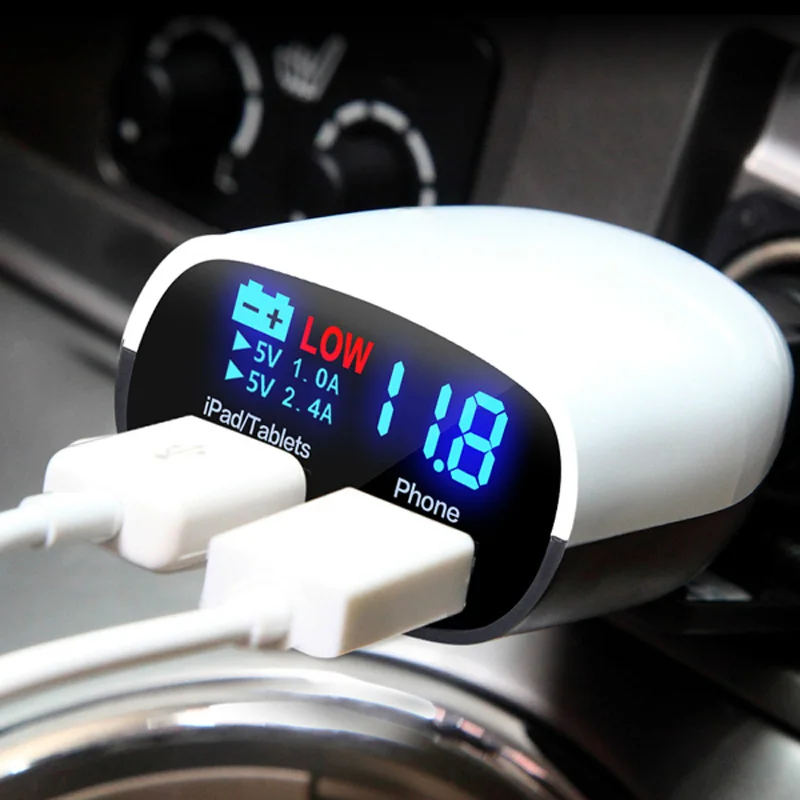 STOD المزدوج USB شاحن سيارة 17 W LED عرض الجهد المنخفض إنذار لفون 5 5 S 6 6 S 7 زائد باد سامسونج هواوي ZTE ZUK DC محول