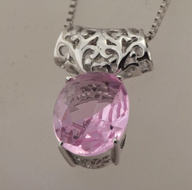 

Free shipping unique custom processing 18 k gold jewelry exquisite luxurious 925 silver oval pink topaz stone pendant female