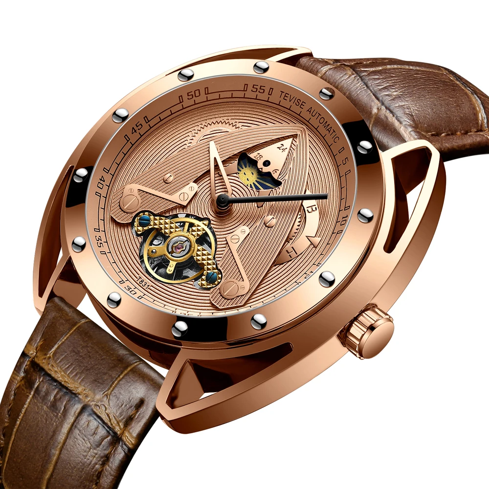 الرجال التلقائي الميكانيكية ووتش TEVISE الفاخرة الرياضة القمر المرحلة توربيون الأزياء عارضة جلد جديد الساعات Relogio Masculino الرجال التلقائي الميكانيكية ووتش TEVISE الفاخرة الرياضة القمر المرحلة توربيون الأزياء عارضة جلد جديد الساعات Relogio Masculino